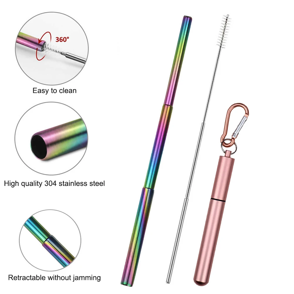 Reusable Stainless Steel Straws with Aluminum Keychain Case Cleaning Brush Collapsible Telescopic Portable Drinking Straws
Reusable Stainless Steel Straws with Aluminum Keychain Case Cleaning Brush Collapsible Telescopic Portable Drinking Straws