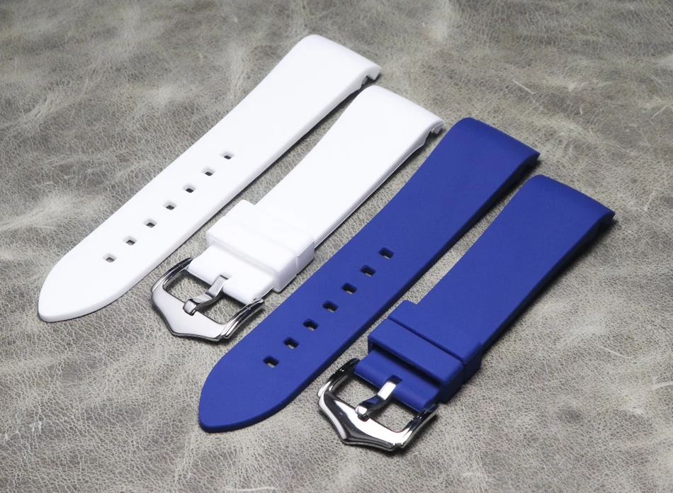 Ремешок силиконовый для часов Omega Citizen Tissot резиновый черный белый браслет мужчин