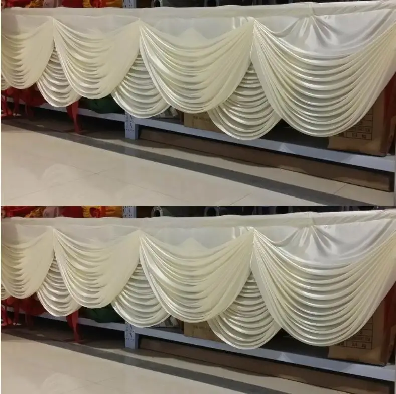

Top Style White Wedding Swag Ice Silk Backdrop Curtains Swag Ladder Drops For Wedding Party Table Skirt Table Cloth Decoration