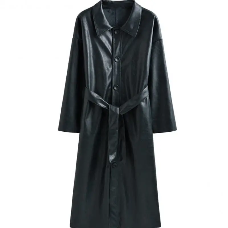 Fashion PU Leather Jacket Women Elegant Slim High Quality Long Leather Coat Female Streetwear Black Ladies Windbreaker XXL Q3494 
Fashion PU Leather Jacket Women Elegant Slim High Quality Long Leather Coat Female Streetwear Black Ladies Windbreaker XXL Q3494