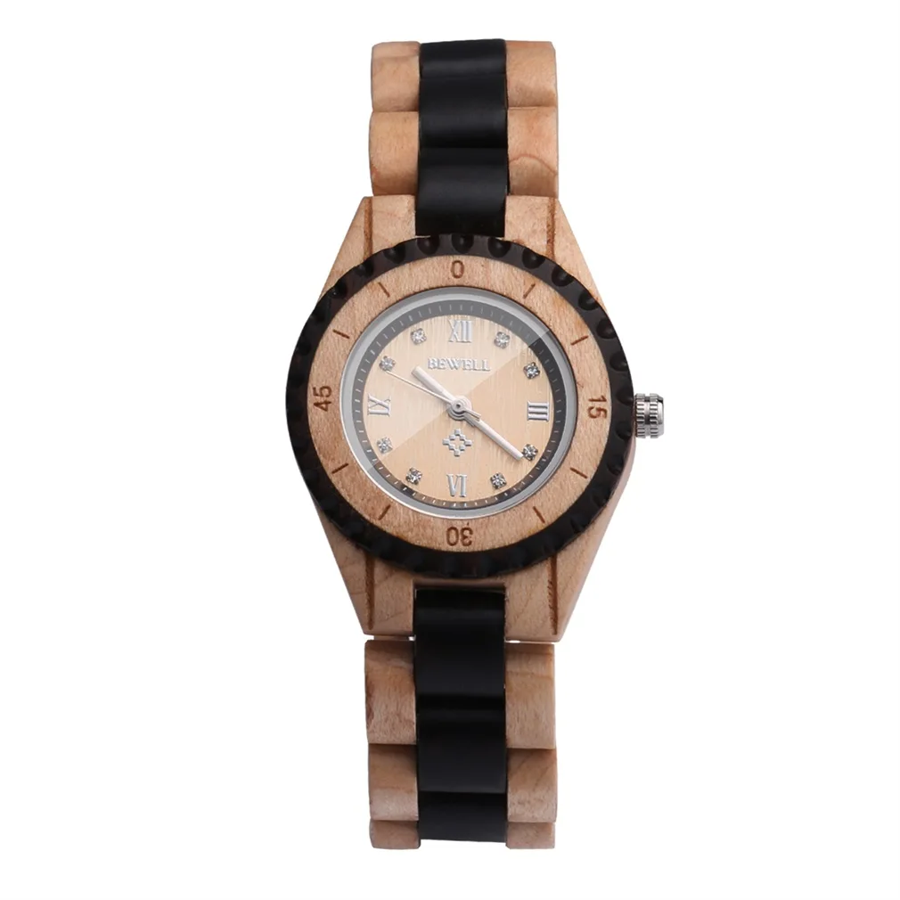 

BEWELL ZS-W128AL Women Wooden Quartz Watch Wristwatch Calendar Luminous Luxury Pointers Waterproof Dress Watches Sandalwood