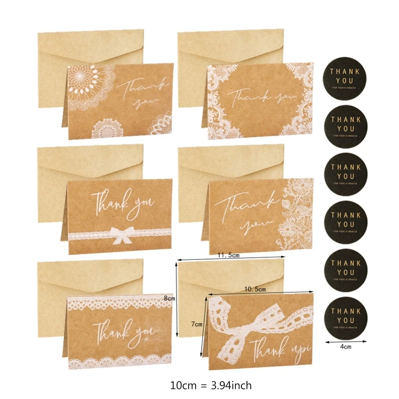 90Sets Retro Vintage Lace Thank You Greeting Card Kraft Paper Envelopes Seal Sticker for Wedding Party Festival Invitation
90Sets Retro Vintage Lace Thank You Greeting Card Kraft Paper Envelopes Seal Sticker for Wedding Party Festival Invitation