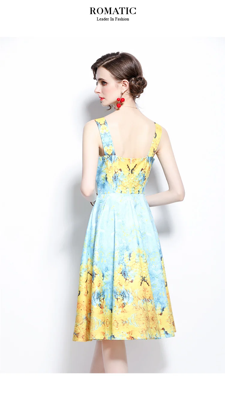 Simgent Strap Dress Summer Beach A Line Elegant Print Knee Length Fashion Dresses Woman Clothing Vestidos Robe Femme SG1695
Simgent Strap Dress Summer Beach A Line Elegant Print Knee Length Fashion Dresses Woman Clothing Vestidos Robe Femme SG1695