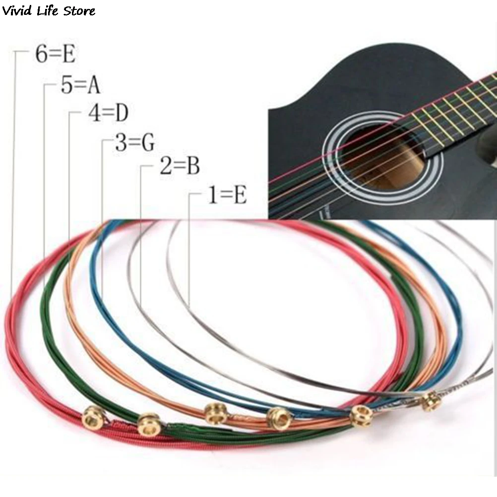 6Pcs Rainbow Colorful Guitar Strings E-A For Acoustic Folk Guitar Classic Guitar Multi Color
6Pcs Rainbow Colorful Guitar Strings E-A For Acoustic Folk Guitar Classic Guitar Multi Color