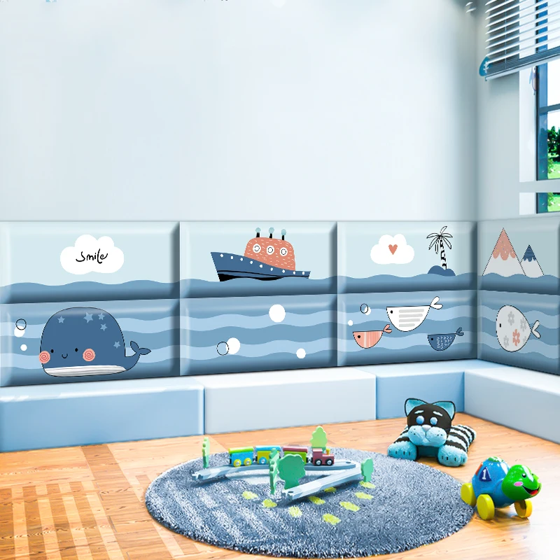 

Cartoon 3D Soft Pack Wall Panel Kids Bedroom Decor Headboard Anti-collision Foam Soft Bag Kindergarten Self-adhesive Wallpaper