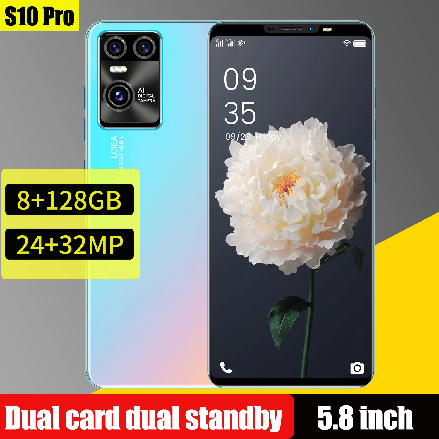 Global S10 Pro 5.8 Inch 1440*3400 8+128GB 24+32MP Dual SIM+Micro SD Cellphones Fingerprint ID MTK6898 5000mAh Smartphone Celular
Global S10 Pro 5.8 Inch 1440*3400 8+128GB 24+32MP Dual SIM+Micro SD Cellphones Fingerprint ID MTK6898 5000mAh Smartphone Celular