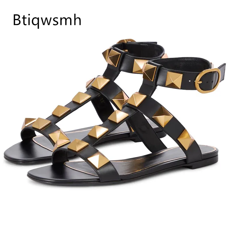 Gold Studded Sandals Women Open Toe Rivet T-strap Gold Purple Soft Real Leather Flat Shoes Woman Sexy Party Shoes
Gold Studded Sandals Women Open Toe Rivet T-strap Gold Purple Soft Real Leather Flat Shoes Woman Sexy Party Shoes