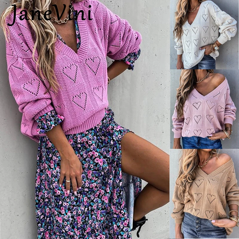 JaneVini Fashion Women Pullover Knitted Sweater 2021 Spring Hollow Out Heart Pattern Long Sleeve Ladies Jumper Casual Solid Tops
JaneVini Fashion Women Pullover Knitted Sweater 2021 Spring Hollow Out Heart Pattern Long Sleeve Ladies Jumper Casual Solid Tops