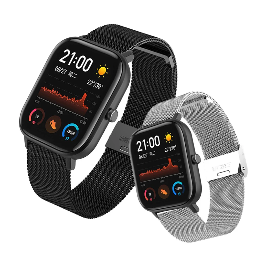 Металлический ремешок для браслета xiaomi Amazfit Bip S Lite часов Huami Pace Stratos 2 GTS GTR 42 47 мм |