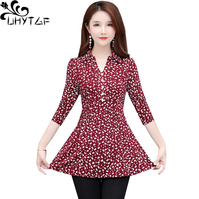 UHYTGF elegant women's shirt fashion polka dot slim spring blouse female Mid-length Soft comfortable casual plus size tops 1512
UHYTGF elegant women's shirt fashion polka dot slim spring blouse female Mid-length Soft comfortable casual plus size tops 1512