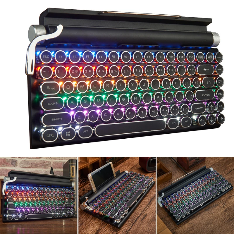 Typewriter Keyboard Wireless Bluetooth RGB Colorful Backlight Retro Mechanical Keyboard for Cellphone Tablet Laptop JR D
Typewriter Keyboard Wireless Bluetooth RGB Colorful Backlight Retro Mechanical Keyboard for Cellphone Tablet Laptop JR D