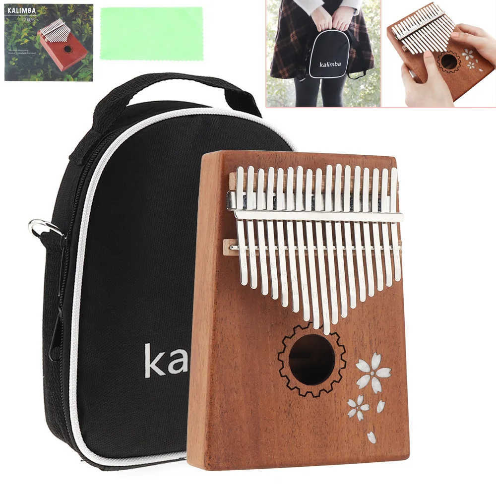 17 Keys Kalimba Single Board Mahogany Sakura Inlay Thumb Piano Set Mbira Mini Keyboard Instrument with Bag Accessories
17 Keys Kalimba Single Board Mahogany Sakura Inlay Thumb Piano Set Mbira Mini Keyboard Instrument with Bag Accessories