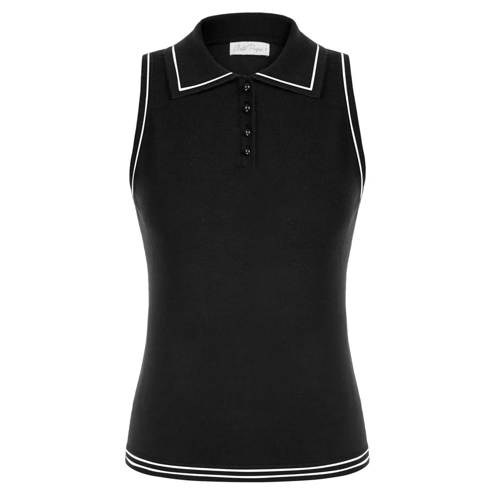 Belle Poque Women Vintage Knit Tank Top Polo Collar Sleeveless Crop Top Ladies Sleeveless Knit Tops Cut-off Shoulder Button-up
Belle Poque Women Vintage Knit Tank Top Polo Collar Sleeveless Crop Top Ladies Sleeveless Knit Tops Cut-off Shoulder Button-up