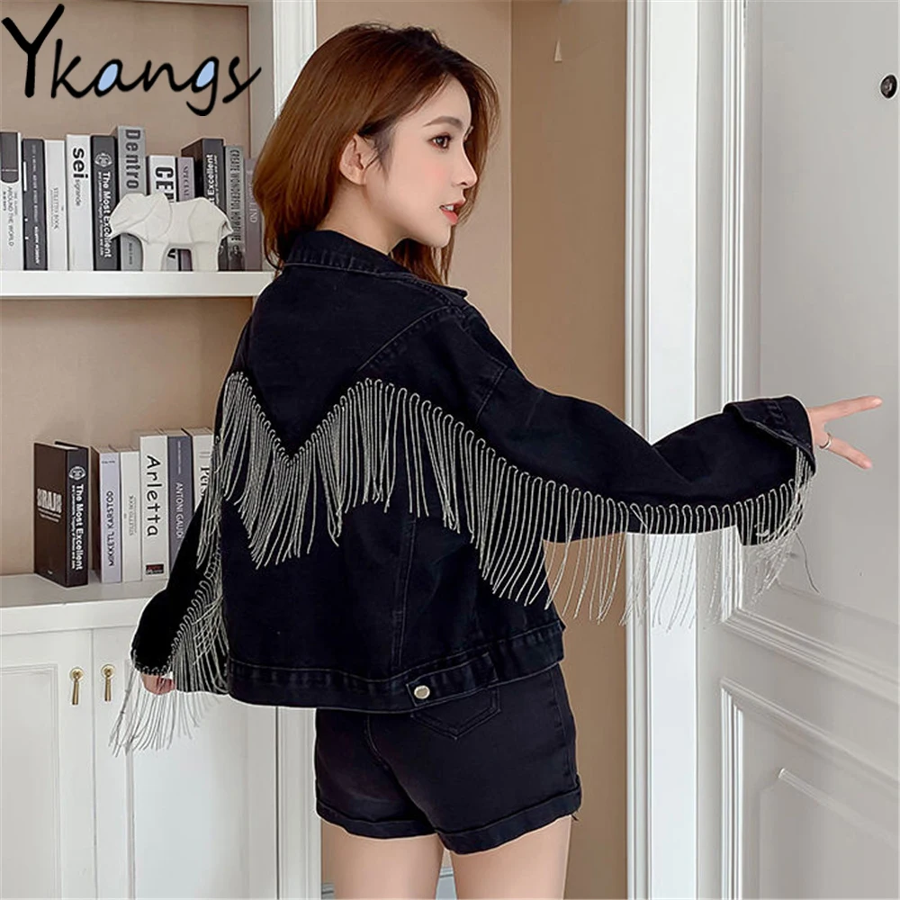 Black Tassels Desigual Button Gothic Women Jean Jackets Korean Streetwear Denim Coat Harajuku Fashion Spring Autumn Outwear Top
Black Tassels Desigual Button Gothic Women Jean Jackets Korean Streetwear Denim Coat Harajuku Fashion Spring Autumn Outwear Top