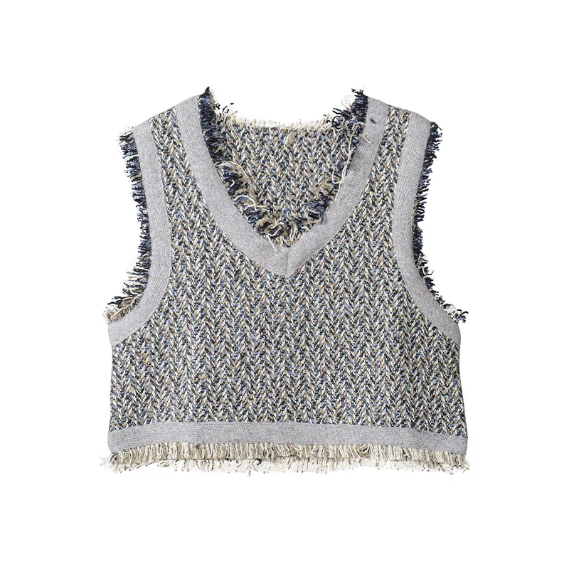 Women Spring Autumn Slim Black V-Neck Plaid Tassel Vest Tops Female Solid Color Plus Size Tops Ladies Brand Casual Tops ZM492
Women Spring Autumn Slim Black V-Neck Plaid Tassel Vest Tops Female Solid Color Plus Size Tops Ladies Brand Casual Tops ZM492