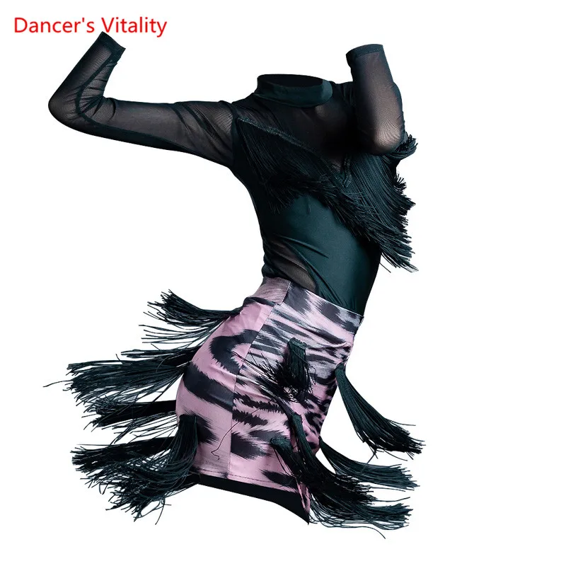 Latin Dance Set Tassel Mesh Long Sleeve Top Leopard Skirt Practice Clothes Profession Custom Adult Child Performance Clothing
Latin Dance Set Tassel Mesh Long Sleeve Top Leopard Skirt Practice Clothes Profession Custom Adult Child Performance Clothing