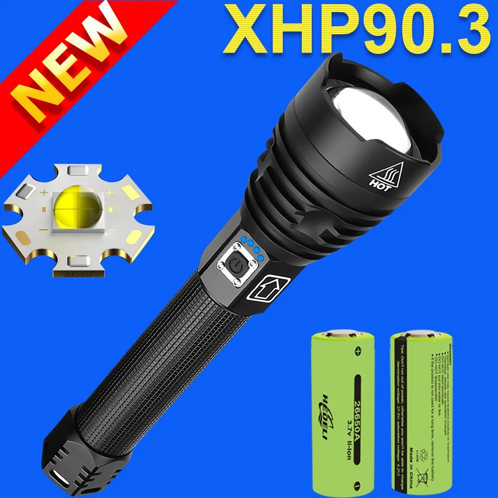 Самый мощный XHP90.3 светодиодный вспышка светильник фонарь тактический s ручной 18650