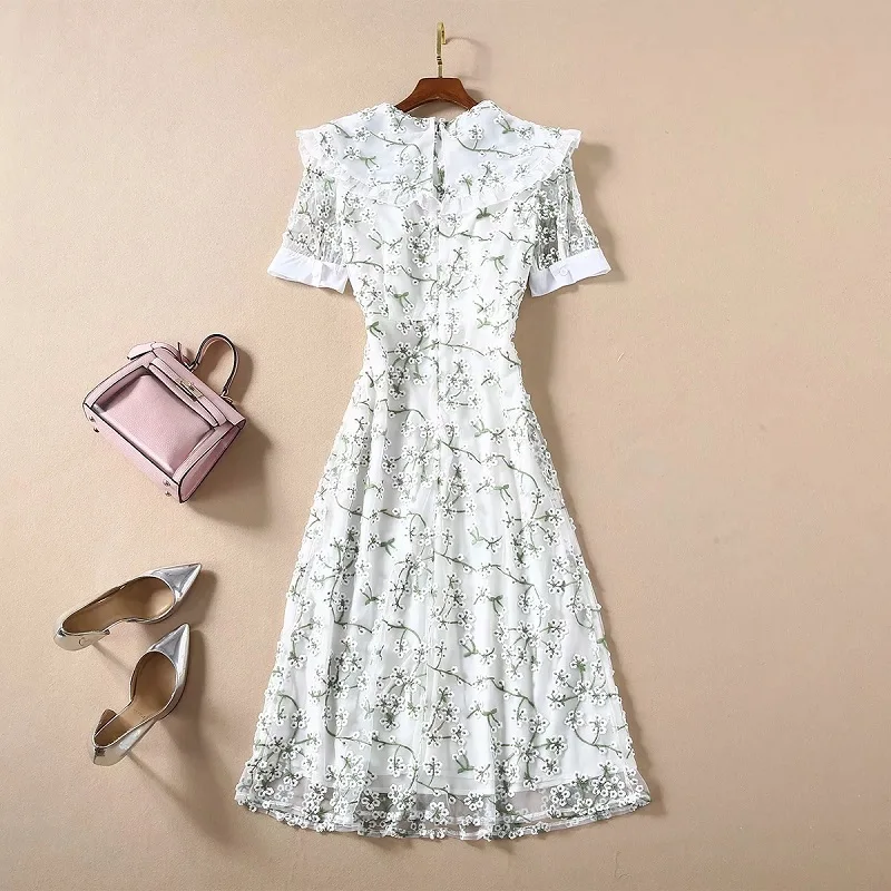 Top Quality White Dress 2020 Summer Party Women Allover Exquisite Embroidery Green Color Block Short Sleeve Midi Sheath Dress
Top Quality White Dress 2020 Summer Party Women Allover Exquisite Embroidery Green Color Block Short Sleeve Midi Sheath Dress