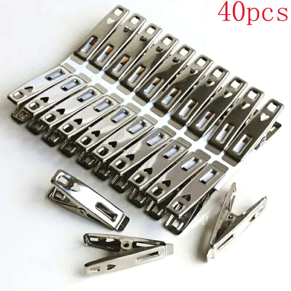 40pcs Stainless Steel Clothes Pegs Metal Clips Socks Clips Clothes Multifunctional Clothing Clamps
40pcs Stainless Steel Clothes Pegs Metal Clips Socks Clips Clothes Multifunctional Clothing Clamps