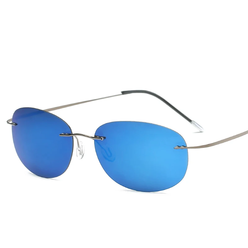 

Titanium Polarized Fishing Sunglasses Round Rimless Polaroid Brand Designer Gafas Men Oval Sun Glasses Sunglasses Men WomenUV400