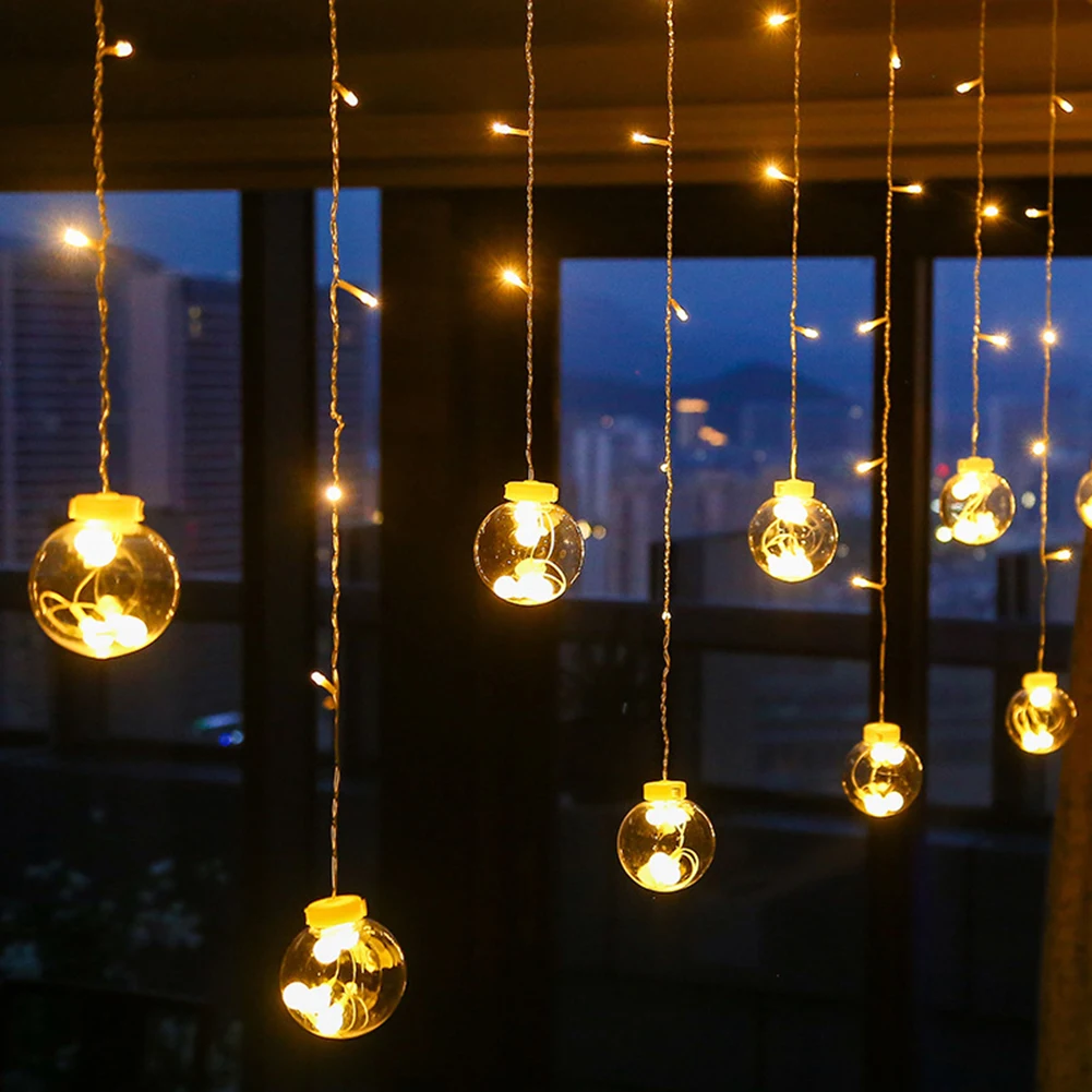 LED Curtain Lamp Glass Crystal Ball Hanging String Light Fairy Lantern Lamp Garden Yard Art Home Wedding Festival Decoration
LED Curtain Lamp Glass Crystal Ball Hanging String Light Fairy Lantern Lamp Garden Yard Art Home Wedding Festival Decoration