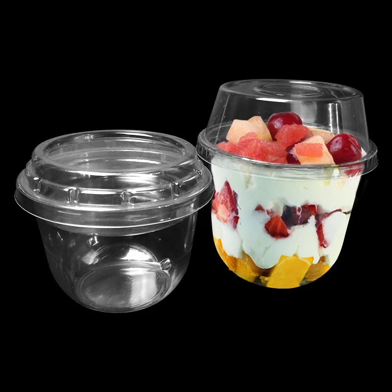 

50pcs High quality transparent disposable ice cream cup 250ml 8oz creative yogurt pudding jelly dessert fruit salad plastic cups