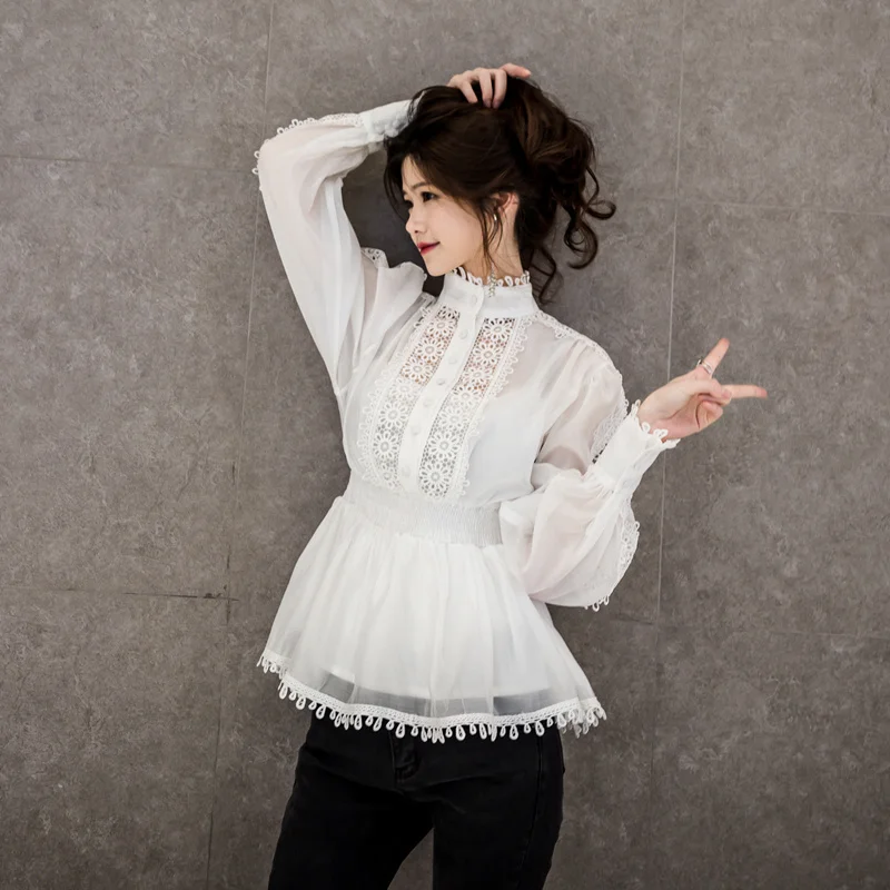 Blouse Female 2021 Autumn Oversized Fashion New Patchwork Hollow Out Elegant Women's Shirts Stand Collar Korean
Blouse Female 2021 Autumn Oversized Fashion New Patchwork Hollow Out Elegant Women's Shirts Stand Collar Korean