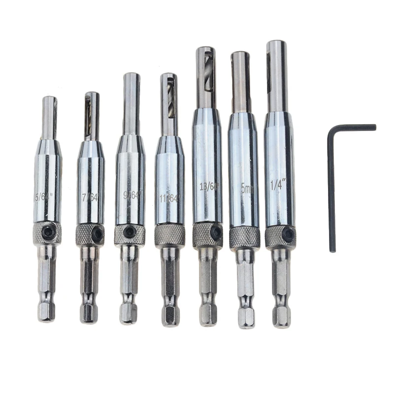 7PCS 5/64" - 1/4" Center Drill Bit Doors Self Centering Hinge Tapper Core Drill Bit Set Hole Puncher Woodworking Tools
7PCS 5/64" - 1/4" Center Drill Bit Doors Self Centering Hinge Tapper Core Drill Bit Set Hole Puncher Woodworking Tools
