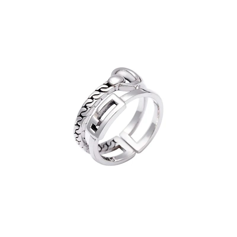 Simple retro made 925 Sterling Silver firing process double layer geometric opening ring for women jewelry
Simple retro made 925 Sterling Silver firing process double layer geometric opening ring for women jewelry