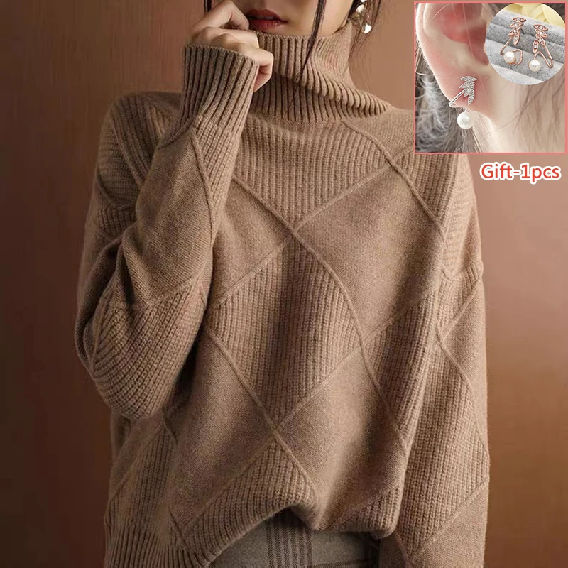Autumn Winter Wool Sweater Women Knitted Argyle Pullover Sweater Batwing Long Sleeve Turtleneck Slim Jumper Ladies Loose Tops
Autumn Winter Wool Sweater Women Knitted Argyle Pullover Sweater Batwing Long Sleeve Turtleneck Slim Jumper Ladies Loose Tops