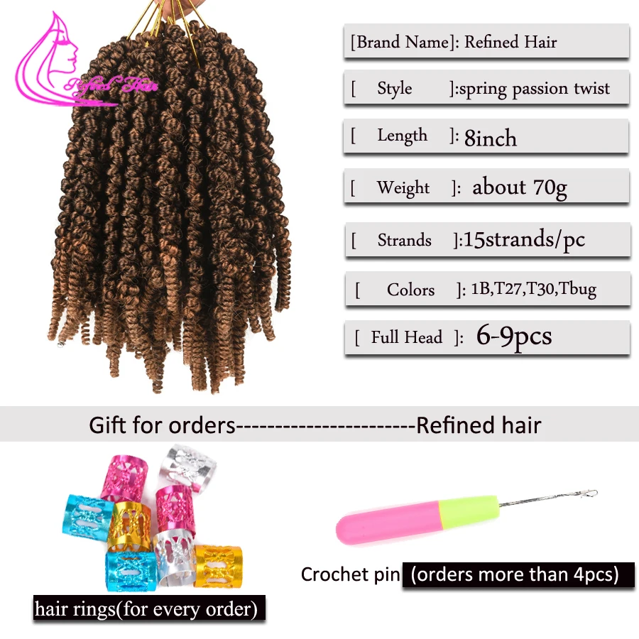 Pre Twisted Passion Braids 8inch Short Crochet Hair Extensions Ombre Synthetic Braids Pre looped Fluffy Bomb Twist Braiding
Pre Twisted Passion Braids 8inch Short Crochet Hair Extensions Ombre Synthetic Braids Pre looped Fluffy Bomb Twist Braiding