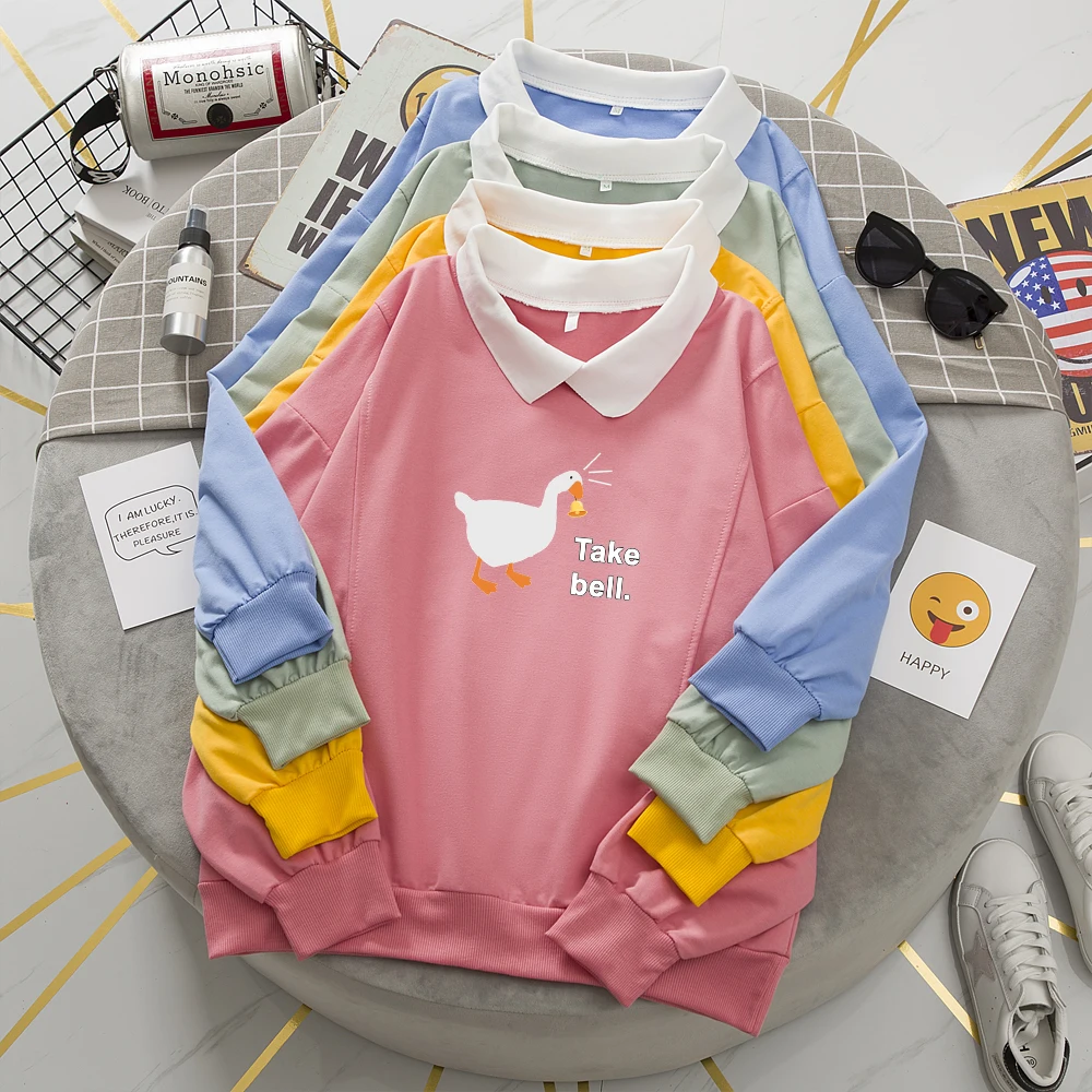 Autumn Girl Style Hoodie Kawaii Duck Turn-down Collar Sweatshirt Harajuku Women Cute Pullover Clothes for Teenagers Outwear Lady
Autumn Girl Style Hoodie Kawaii Duck Turn-down Collar Sweatshirt Harajuku Women Cute Pullover Clothes for Teenagers Outwear Lady