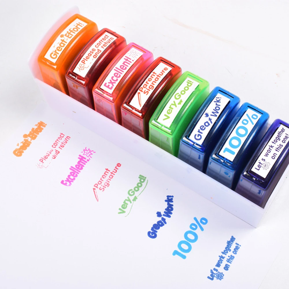 8 kinds of Teacher Comments Colorful Ink Pad Stamp Toy Set School Grading Stamp Encourage Toys For Children Student Appraisal
8 kinds of Teacher Comments Colorful Ink Pad Stamp Toy Set School Grading Stamp Encourage Toys For Children Student Appraisal