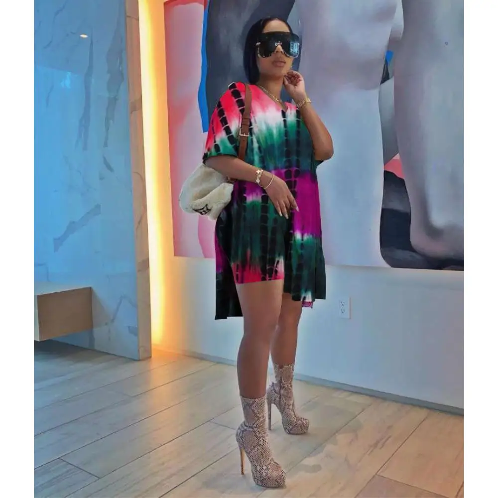 Women's Two Pieces Outfits Printed V Neck Short Sleeve High Split Irregular Hem T Shirt Tops Casual Tight Mini Bodycon Shorts
Women's Two Pieces Outfits Printed V Neck Short Sleeve High Split Irregular Hem T Shirt Tops Casual Tight Mini Bodycon Shorts