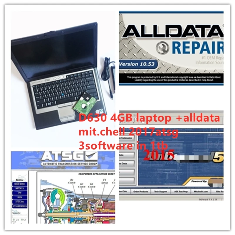 

2020 for car truck diagnostic Auto software alldata m..ch.. on-d..mand 2015 with ATSG hard disk 1TB installed on D630 4gb laptop