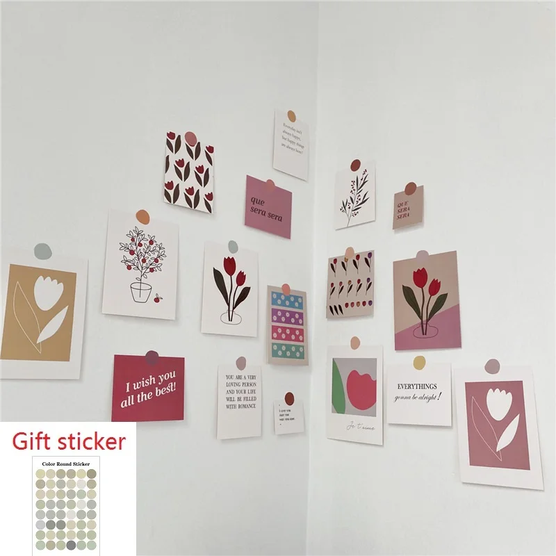 17pcs/set Ins Card DIY Wall Decoration, Tulip Postcard, Greeting Card, Wall Decoration Sticker, Student Stationery Sticker
17pcs/set Ins Card DIY Wall Decoration, Tulip Postcard, Greeting Card, Wall Decoration Sticker, Student Stationery Sticker