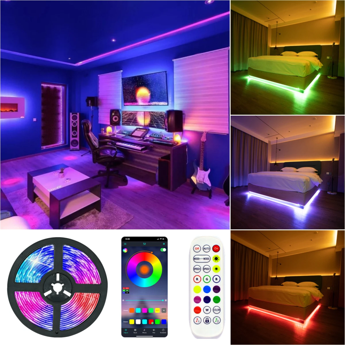 

LED Strip Lights 5M 10M 15M 20M SMD 5050 TV background wall decoration lighting Diode Tape 12V Color Neon Bluetooth NoWaterproof