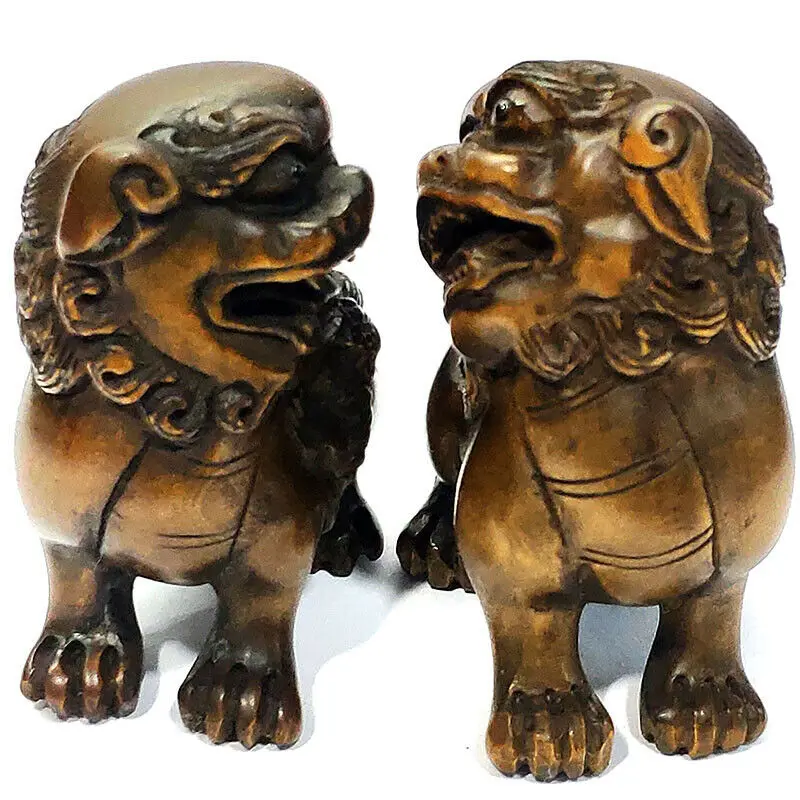 Y7254 - Collectible 20 Years Old 2" Hand Carved Japanese Boxwood Netsuke : Foo Dog Lion Pair
Y7254 - Collectible 20 Years Old 2" Hand Carved Japanese Boxwood Netsuke : Foo Dog Lion Pair