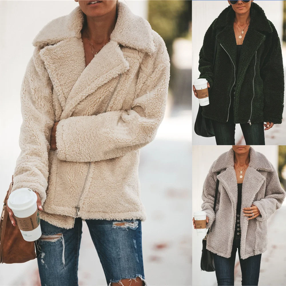 2021 Thick Women's Jacket overcoat Winter New Fashion Pocket Zipper Loose Ladies wool Coat Casual Fur Women Jackets Outwear
2021 Thick Women's Jacket overcoat Winter New Fashion Pocket Zipper Loose Ladies wool Coat Casual Fur Women Jackets Outwear