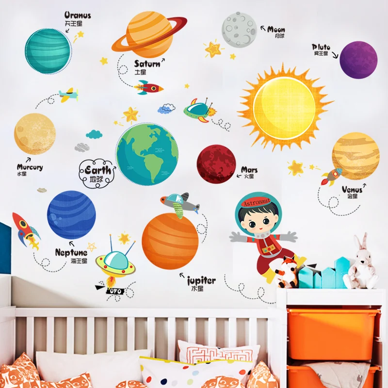 DIY Cartoon Space Planet Wall Sticker Boy Room Decoration PVC Kids Bedroom Nursery Wall Decals Poster Art Wallpaper Home Decor
DIY Cartoon Space Planet Wall Sticker Boy Room Decoration PVC Kids Bedroom Nursery Wall Decals Poster Art Wallpaper Home Decor