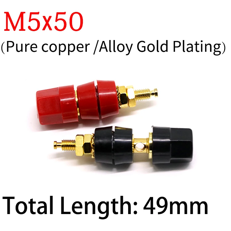 M5x50 4mm Wire Binding Post Copper Banana Socket Plugs Power Amplifier Speaker Terminal Cable Splice Jack Nut Single Connector
M5x50 4mm Wire Binding Post Copper Banana Socket Plugs Power Amplifier Speaker Terminal Cable Splice Jack Nut Single Connector