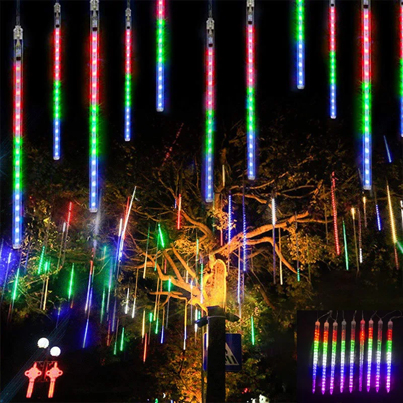 

Meteor Shower Lights 30cm 8 Tubes Led Falling Raindrop String Lights For Outdoor Garden Home Christmas Wedding Party Decor