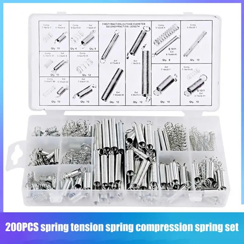200Pcs Steel Springs Electrical Drum Extension Tension Spring Exerciser Pressure Suit Metal Assortment Kit Assorted
200Pcs Steel Springs Electrical Drum Extension Tension Spring Exerciser Pressure Suit Metal Assortment Kit Assorted