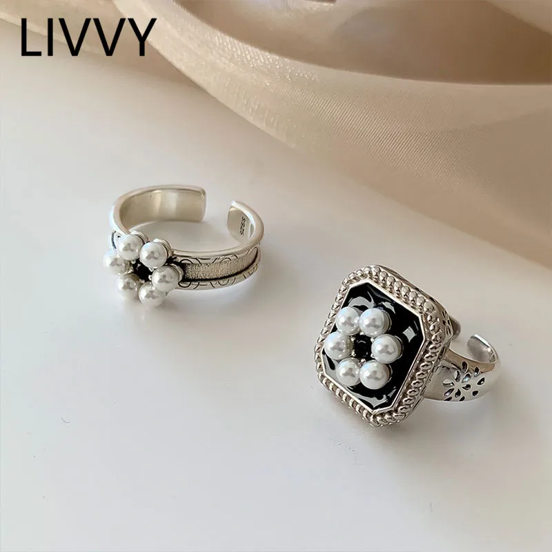 LIVVY Silver Color Opening Ring For Women Wedding Couple New Vintage Creative Pearl Party Jewelry Accessories 2021 Trend
LIVVY Silver Color Opening Ring For Women Wedding Couple New Vintage Creative Pearl Party Jewelry Accessories 2021 Trend