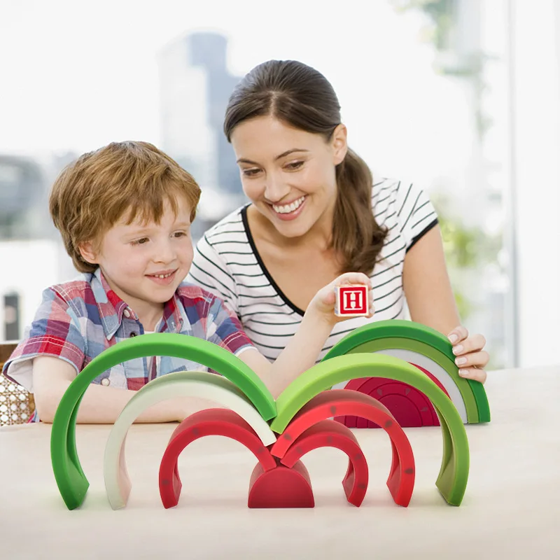 Safe Non-toxic Baby Food Grade Silicone Toy Montessori Rainbow Building Block Creative Stacking Balance Game Educational Toy
Safe Non-toxic Baby Food Grade Silicone Toy Montessori Rainbow Building Block Creative Stacking Balance Game Educational Toy