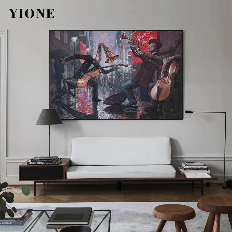 Rain Night City Street Music Canvas Paintings Abstract Trumpet Cello Violin Man Wall Art Poster Print Picture Restaurant Decor
Rain Night City Street Music Canvas Paintings Abstract Trumpet Cello Violin Man Wall Art Poster Print Picture Restaurant Decor
