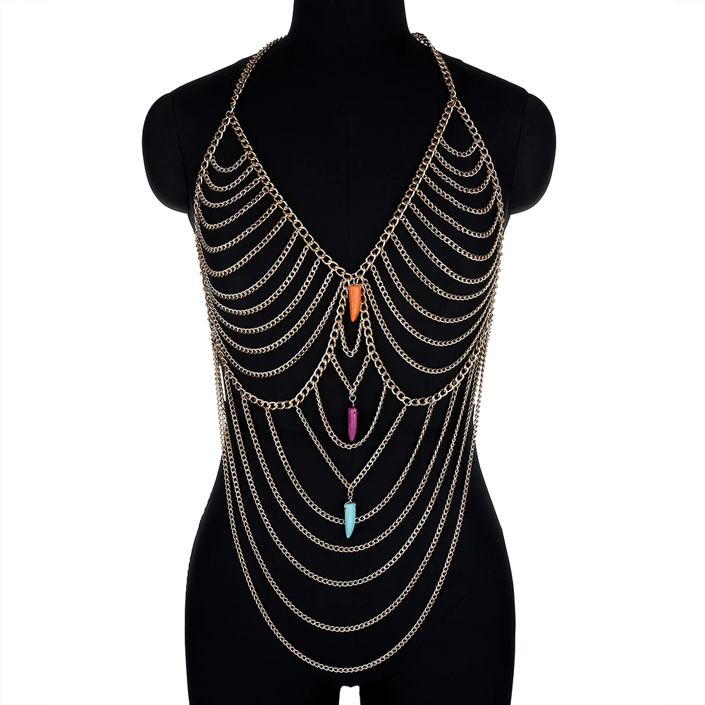 Fashion New Acrylic Decor Lingerie Chain Women Summer Sexy Metal Tassel Bling Nightclub Backless Body Chain Jewelry 
Fashion New Acrylic Decor Lingerie Chain Women Summer Sexy Metal Tassel Bling Nightclub Backless Body Chain Jewelry