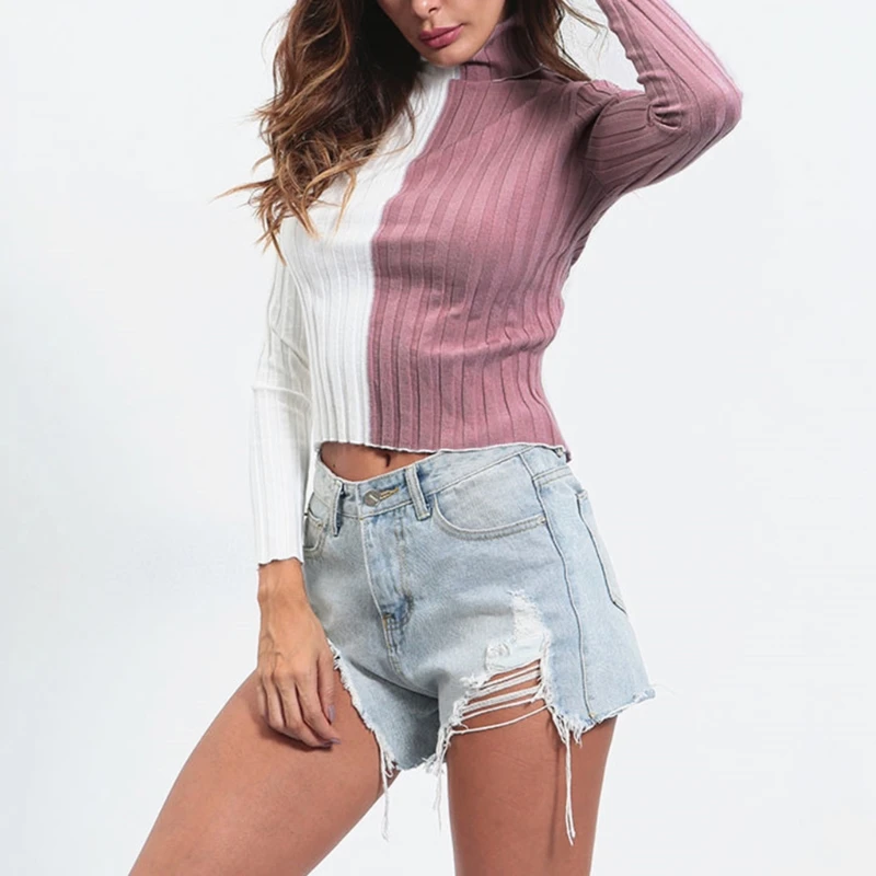 Women Autumn Long Sleeve Turtleneck Sweater Ribbed Knitted Striped Bodycon Pullover Top Color Block Patchwork Basic Jumper
Women Autumn Long Sleeve Turtleneck Sweater Ribbed Knitted Striped Bodycon Pullover Top Color Block Patchwork Basic Jumper