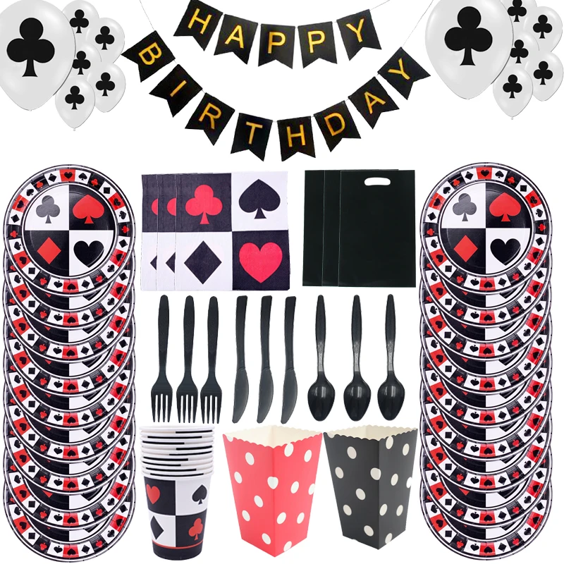 Casino Magician Black Red Heart Poker Theme Birthday Party Decorations supply Paper Plate Cup Napkin Party Disposable Tableware
Casino Magician Black Red Heart Poker Theme Birthday Party Decorations supply Paper Plate Cup Napkin Party Disposable Tableware