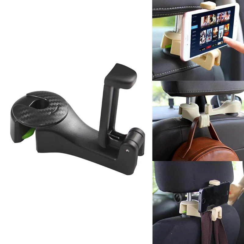 Car Headrest Hook with Phone Holder Seat Back Hanger for Bag Handbag Purse Grocery Cloth Portable Multifunction Clips Organizer
Car Headrest Hook with Phone Holder Seat Back Hanger for Bag Handbag Purse Grocery Cloth Portable Multifunction Clips Organizer